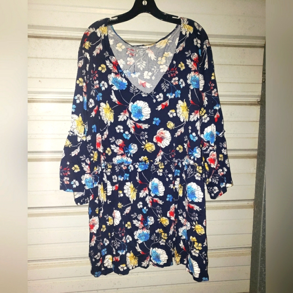 Plus Size 5x 38 40 Blue Floral Spring Knit top Shirt Womens
